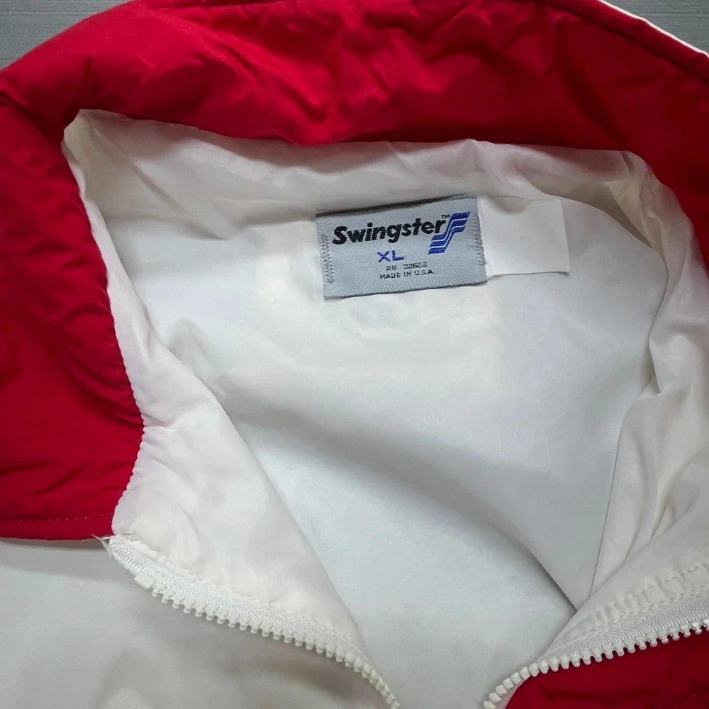 Vintage Dunlop‎ Red White Track Jacket Windbreaker Bomber Style XL Made USA